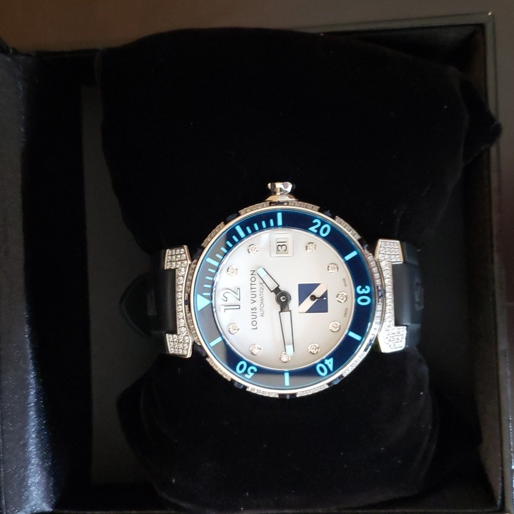 LOUIS VUITTON TAMBOUR DIVING AUTOMATIC DIAMOND BEZEL UNISEX WATCH - Picture 14 of 15